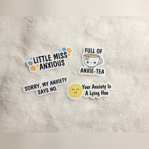 Anxiety Stickers / 4 Stickers / Handmade Stickers / Sticker Pack / Mini Pack /